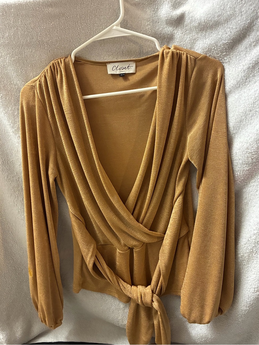 Closet Golden Mustard Wrap Tie Blouse